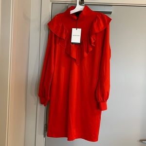 Who What Wear Red Long sleeve shift dress; size Large